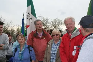 Attendees beneath Italian flags at the April 2015 commemoration
