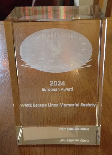 The 2024 European Award presented to the WW2 Escape Lines Memorial Society