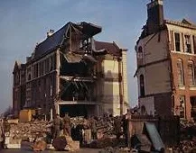Bomb-damaged buildings during the Blitz