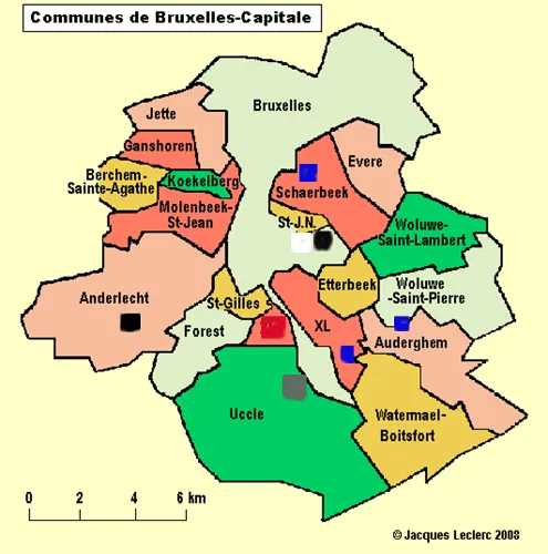 Map of Brussels safe houses used by Ronald Shoebridge, Bill Ralston and Larry Carr
