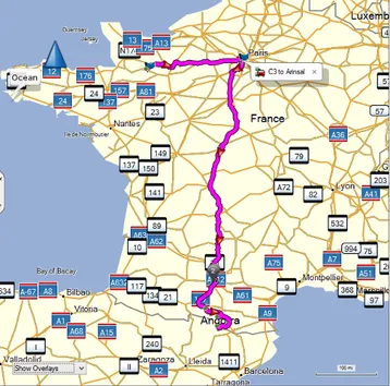 Approximate route followed by Bud Owens and his colleagues