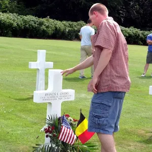 Bud Owens’ grave in the Ardennes American Cemetery