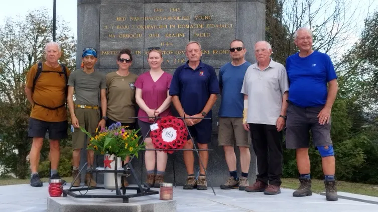ELMS team gathered with a wreath at the Ozbalt memorial