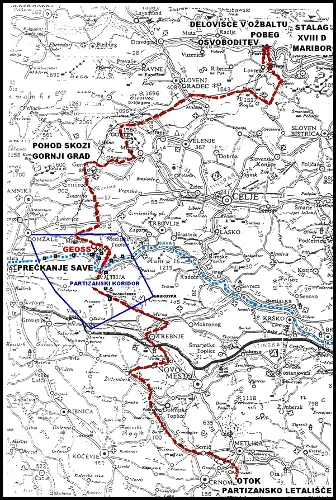 Map of The Crow’s Flight escape route across Slovenia