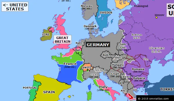 Map of Europe in 1944