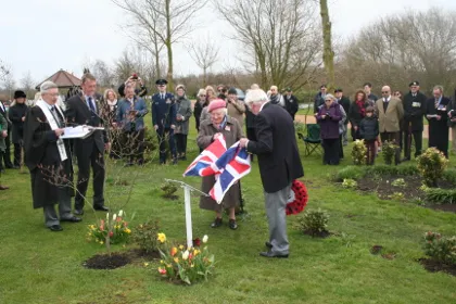 The memorial to Gabrielle Petit being unveiled