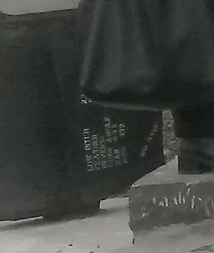 Technical English markings on the Halifax propeller at Hamois
