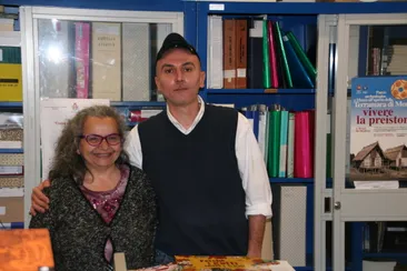 The Matelica librarian and an English-speaking assistant