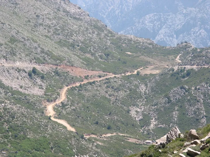 Winding road crossing the rocky Cretan mountains