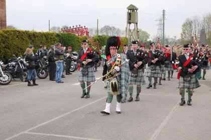 Pipers and Armed Forces Bikers at Eden Camp