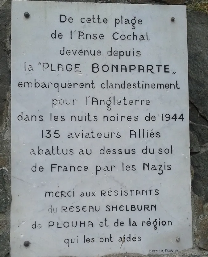 Plaque at Plage Bonaparte commemorating the Shelburn Line embarkations