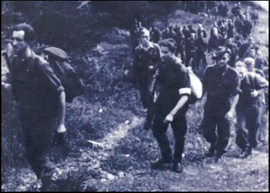 Ralph Churches, Les Laws and fellow prisoners of war walking through Slovenia