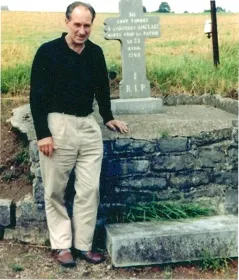 Ronald Shoebridge at the Hamois crash-site memorial in 1973