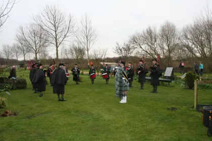 The Sheffield Pipe Band playing in the Special Forces Grove