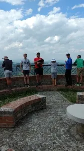 Trail group lunching after the climb