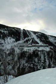Snow-covered Vemork heavy water plant in Telemark