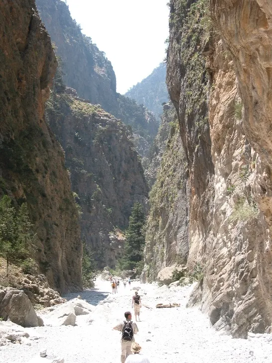 Walkers making their way through the Samaria Gorge