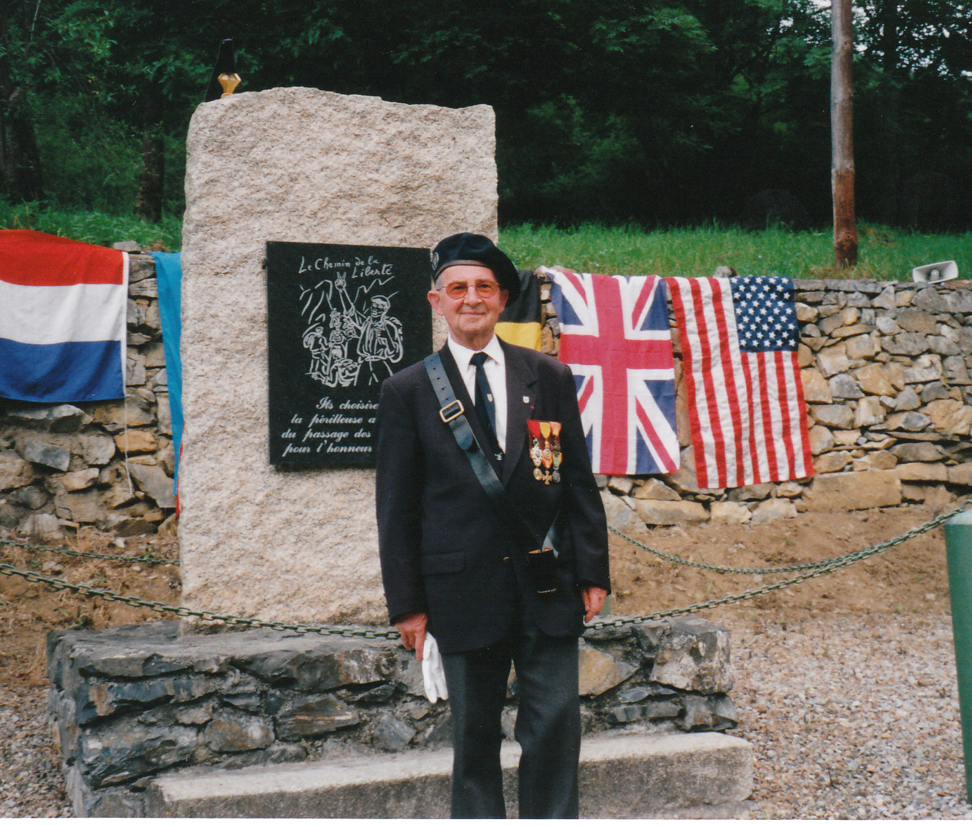 Paul Broué at the Escape Line Memorial in Aunac